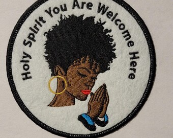 Praying Woman Patch: Holy Spirit Embroidered Applique