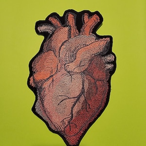 Anatomy Heart Patch, 8-9&quot; Heart, Unique Gifts for Medical Professionals, Human Heart, Iron on Patch, Anatomical Heart Badge, Friends, Mom