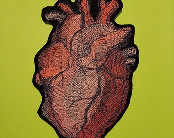 Anatomy Heart Patch: Embroidered Iron-On Badge (8-9")