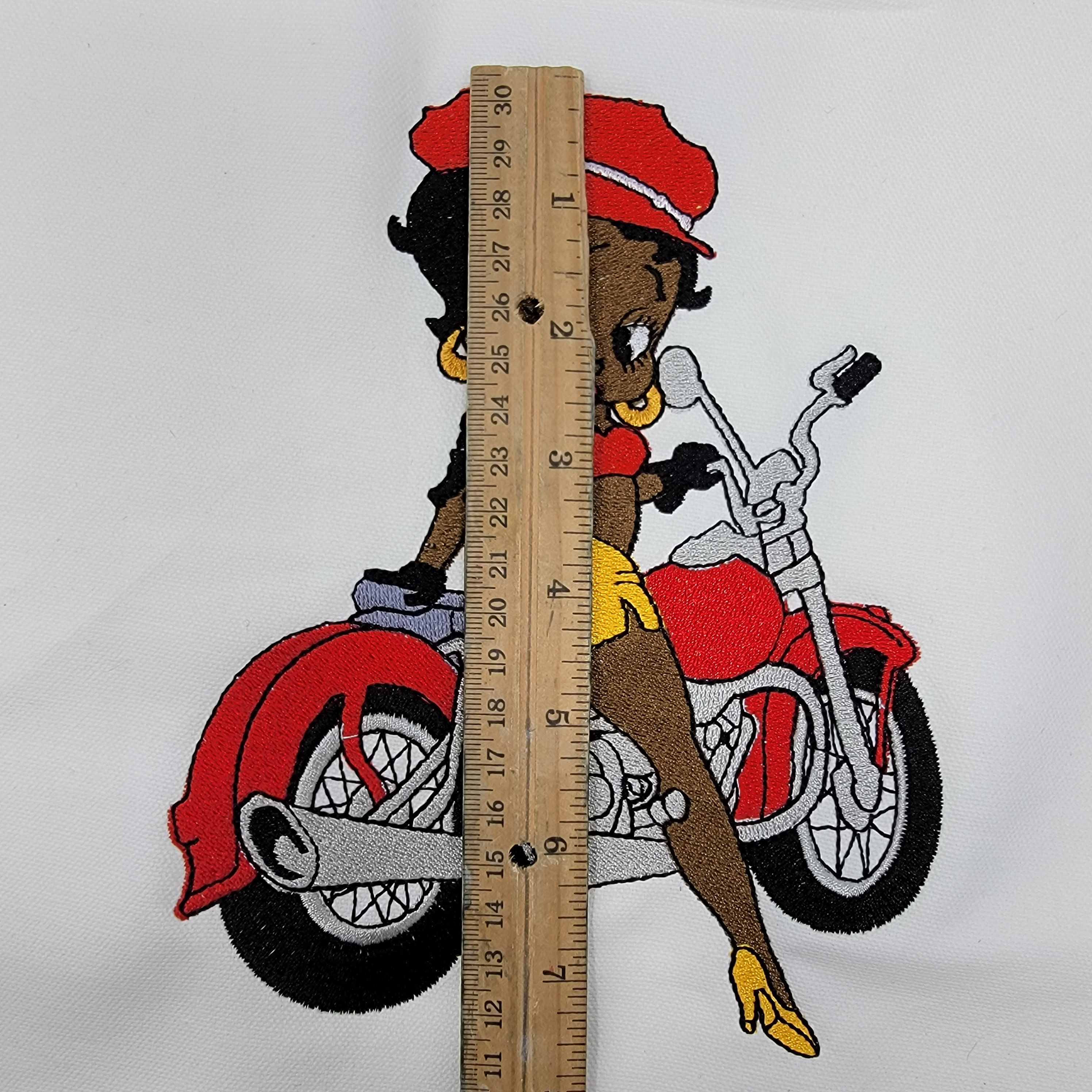 Black Betty Boop Felt Panel: Motorcycle Rider, African American