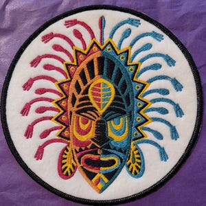 African Face Mask Patch, Colorful Cultural Mask Patch, African Inspired Embroidery Patch, Cultural Patch,