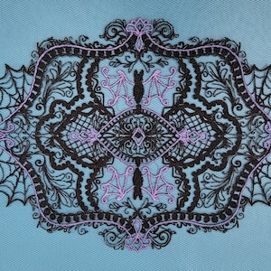 Black Lace Doily: Gothic Bats & Cobwebs, Halloween Decor (12 inch)