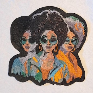 Black Women Embroidery Patch: Sistah Friends Iron-On Applique