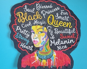 Black Queen Iron-on Patch, Various Sizes, Excellence, Culture, Women, Melanin, Patches