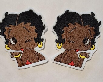 Black Betty Boop Felt Patch: Iron-On Applique (Set of 2)