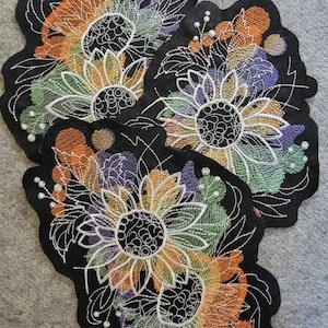 Sunflower Patch, Sunflower, Sunflower Iron-on Patch, Patches, Jean Jacket Patch, Large patch over 10"!
