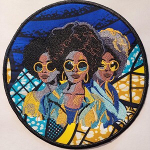 African American Black Sisters Patch, Abstract, Black Girl Magic, Afrocentric Patches, Afro Woman Sew-on Patch, Patches for the Culture