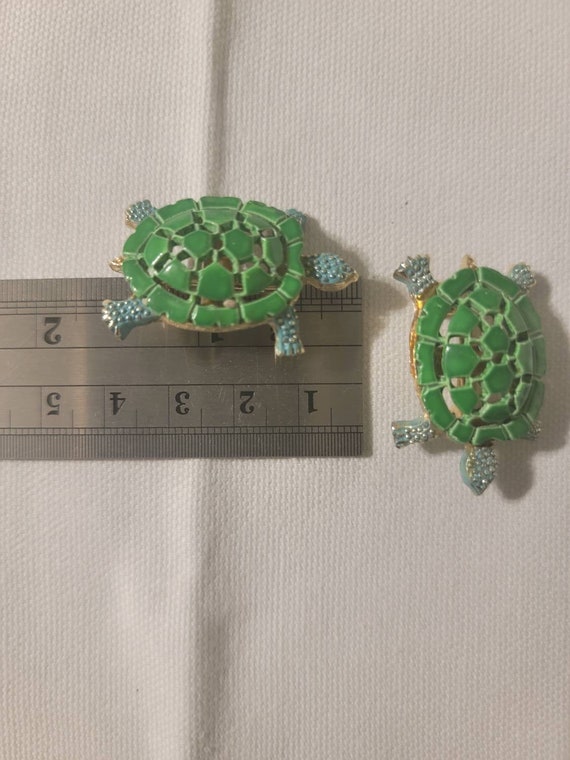 Vintage Green Enamel Turtle, Figural Turtles, Tur… - image 8