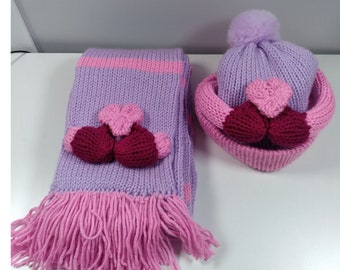 Herz Hug Beanie Mütze und passender Schal - Sentro - Addi Rundstrickmaschine - PDF-Muster