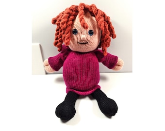 Violet Hoodie Doll - Addi, Sentro Circular Knitting Machine PDF Pattern With Pictures and Links to Video Tutorials.