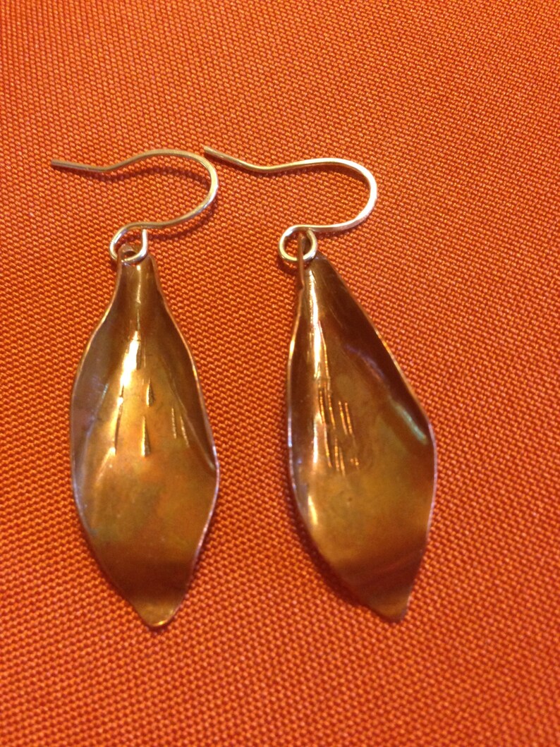 Hand Crafted Leaf Shaped Copper Earrings With a Soft Fire - Etsy