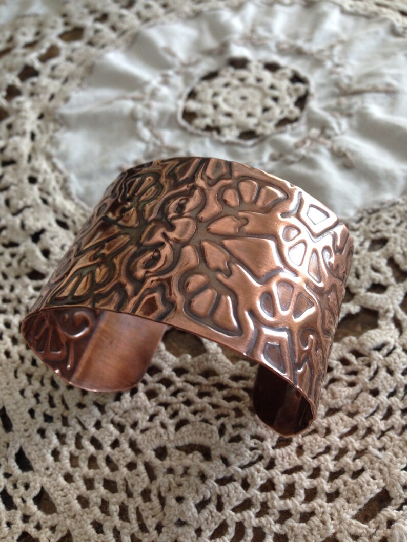 Stunning Hand Forged Patterned Copper Cuff - Etsy