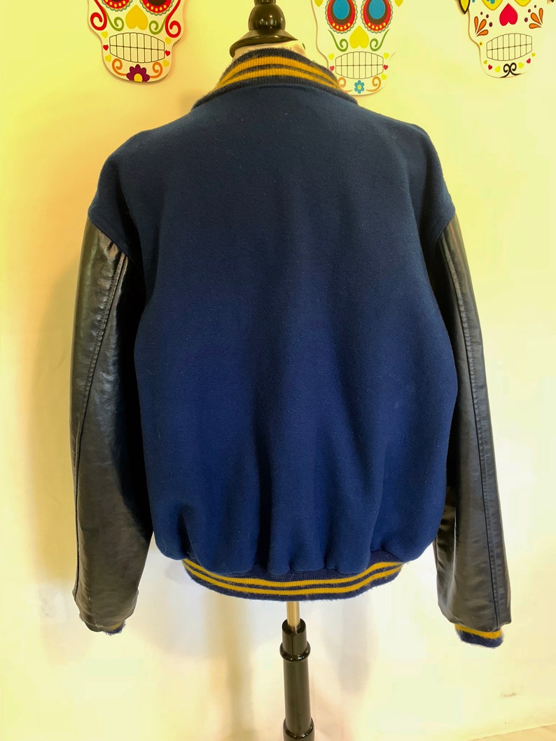 Vintage High School Letterman Jacket Blue and Gold Wool | Etsy