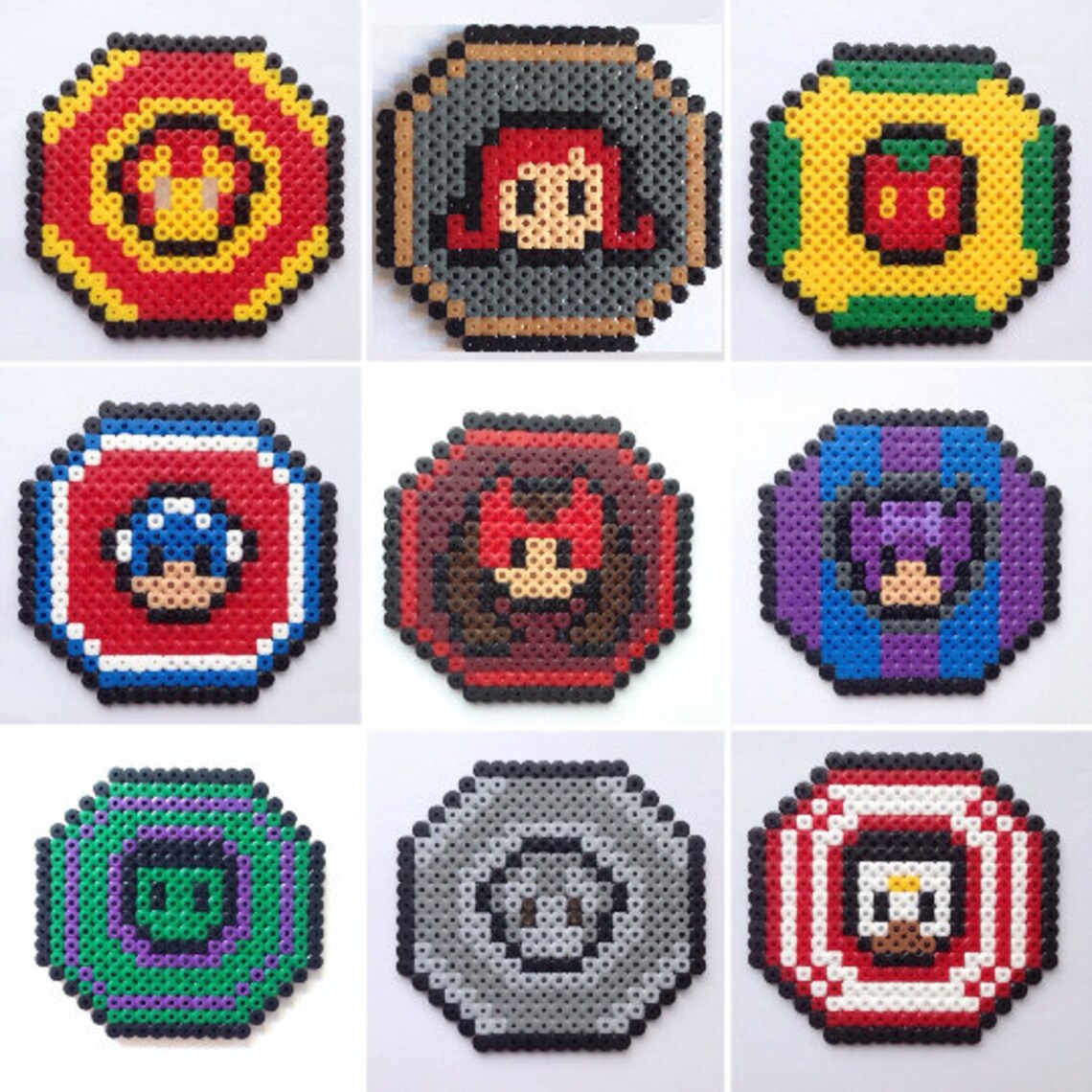 Set of 6 Marvel Characters Perler/Hama bead coasters Choose Etsy