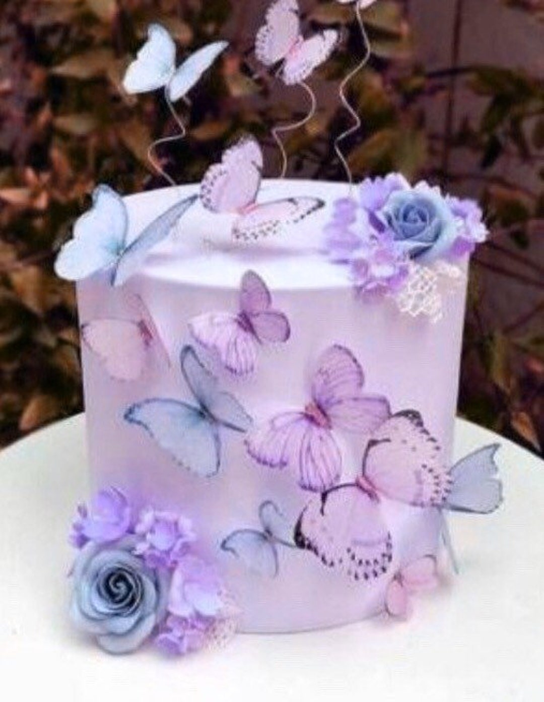 30pcs Edible Cake Decorations Blue Butterfly Paper,3d Paper