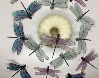 24 PCS professional edible wafer watercolour dragonflies for birthdays anniversary weddings engagements baby showers cake cupcake toppers