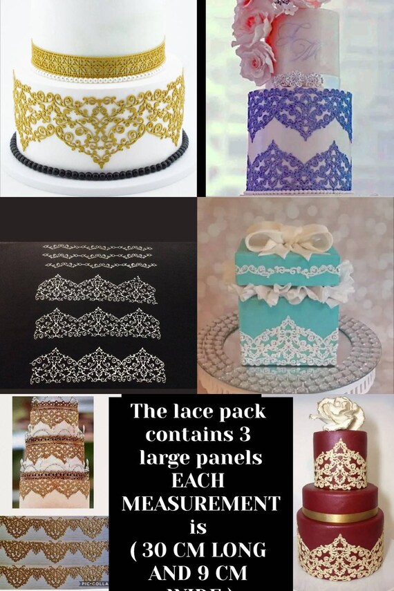 EDIBLE 3 LARGE sugar laces Anniversary cupcake cake BabyShower Birthday WEDDING