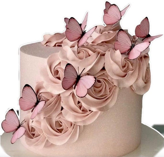 24 piezas de mariposa de oblea comestible de lujo profesional rosa para  cumpleaños, aniversario, bodas, compromisos, baby showers, decoración para  tartas y cupcakes. -  México