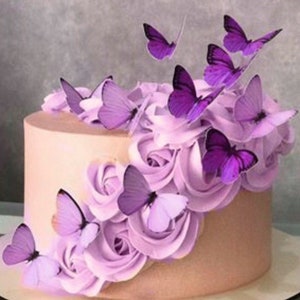 24 PCS lavender & purple professional edible wafer butterfly for birthdays anniversary weddings engagements baby showers cake cupcake topper image 1