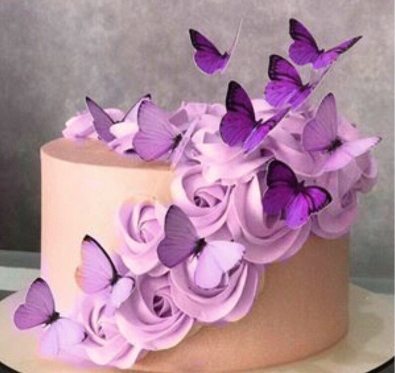 24 PCS lavender & purple professional edible wafer butterfly for birthdays anniversary weddings engagements baby showers cake cupcake topper image 1