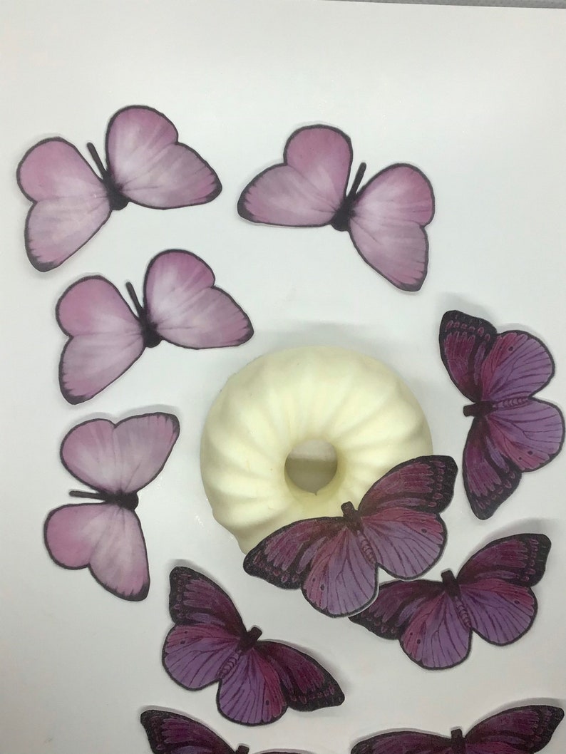 24 PCS lavender & purple professional edible wafer butterfly for birthdays anniversary weddings engagements baby showers cake cupcake topper image 3