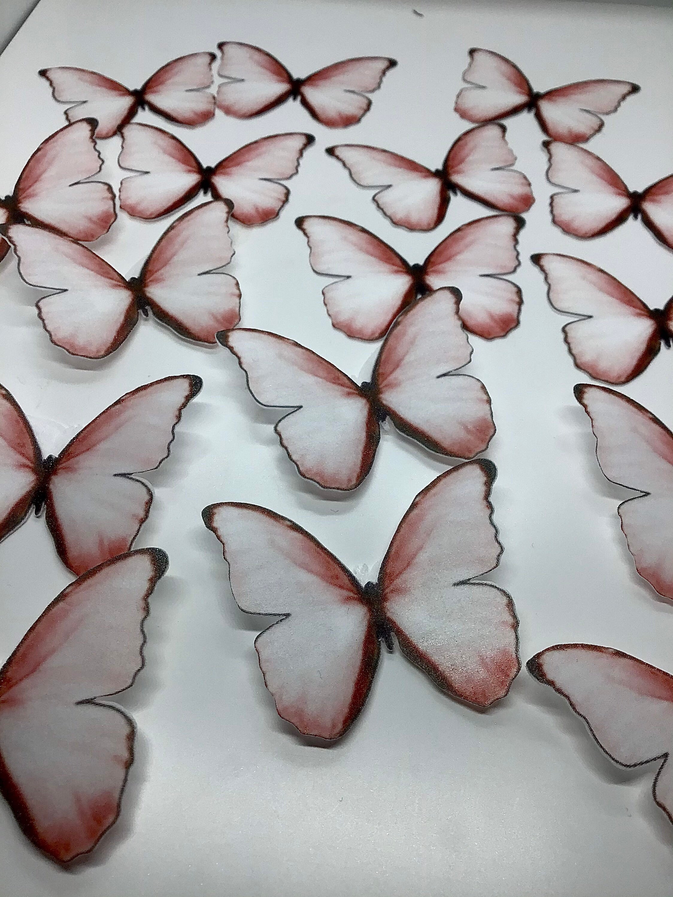 24 PCS rose pink professional edible wafer butterfly for Etsy