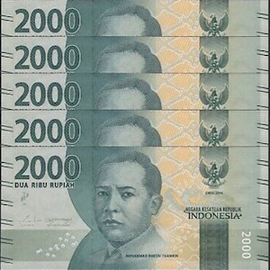 Indonesia 2,000 Rupiah UNC Banknotes (2016), P-155 - 5 pcs