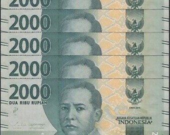 Indonesia 2,000 Rupiah UNC Banknotes (2016), P-155 - 5 pcs
