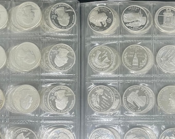 82 Different 90% Silver BU Washington US Quarters (0.25 Cent Coin): Most 50 States & Territories Set, Few Dozen National Parks + 1 UNC 1964