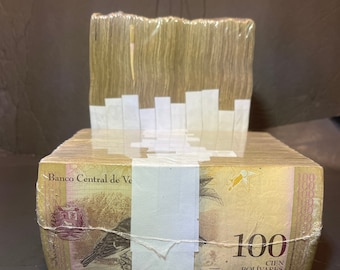 1,000 pcs x Venezuela 100 Bolivar CIR 2007-2015 Banknotes (Cien Bolivares) - Full Brick, Ten Bundles