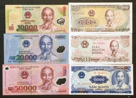 Six Vietnamese Dong Banknotes: 1ea X 50000 20000 10000 - Etsy