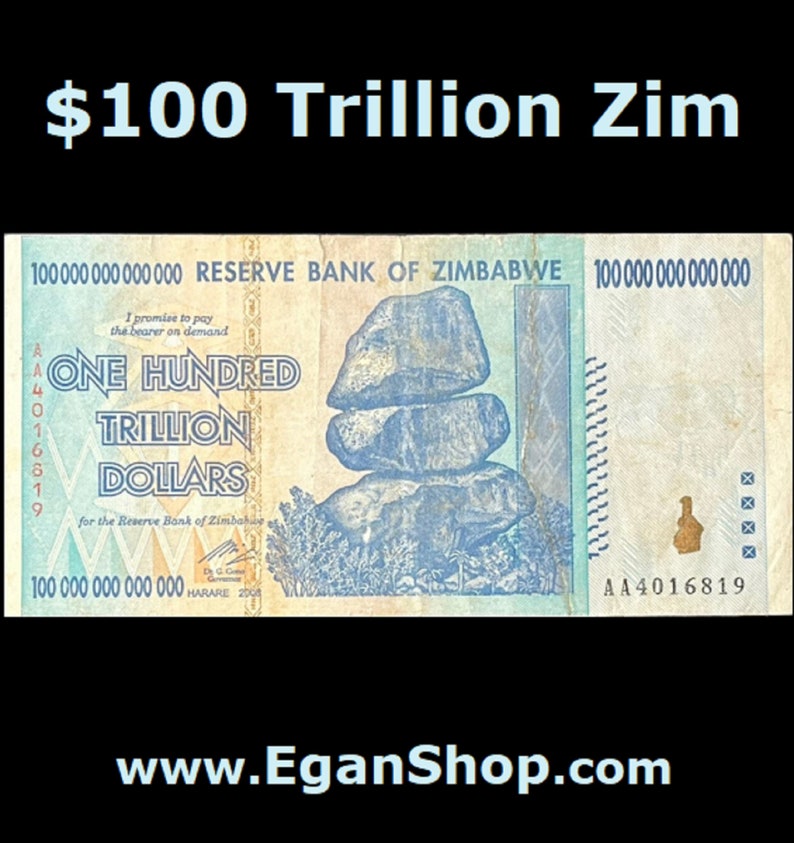 100 Trillion Zimbabwe 2008 Currency Banknote AA circulated Etsy