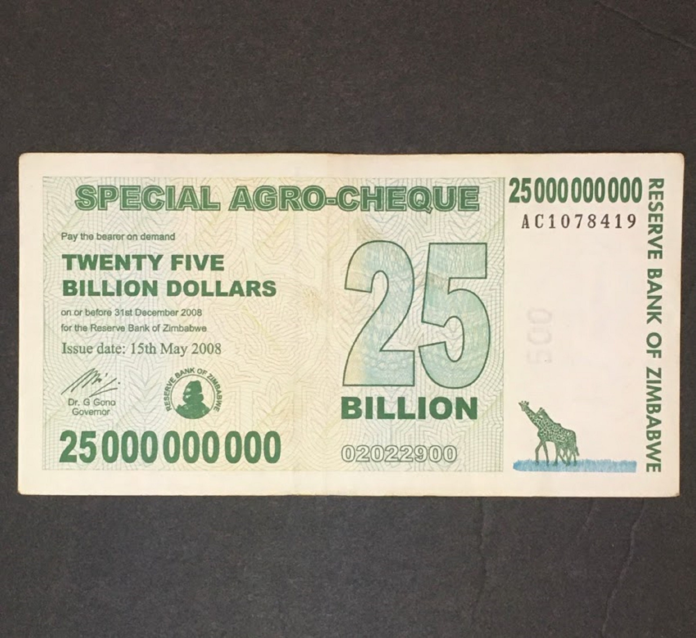お歳暮・冬ギフト特集2025 Dollar Billion 25 Zimbabwe Zimbabwe Agro-cheque Special 2008 コレクション