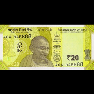Banconota indiana da 20 rupie UNC 2020 P-110 (valuta indiana, carta moneta) - 1 pezzo