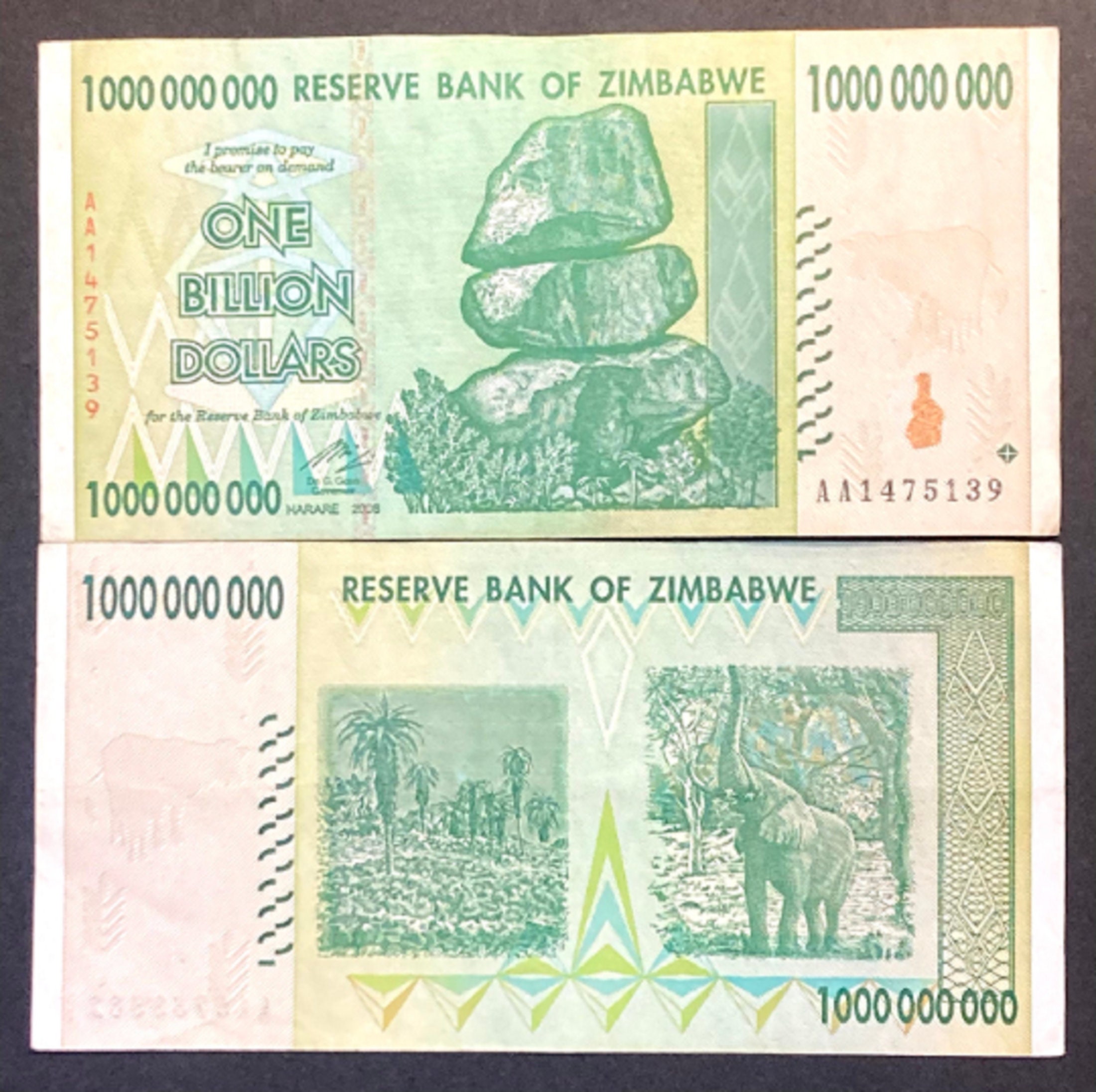 5 Zimbabwe Banknotes 1 5 10 20 & 50 Billion Dollar Bills Etsy