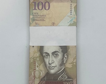 100 pcs x Venezuela 100 Bolivar Fuerte CIR Banknotes, P-93 (2007-2015) - Full Bundle, 1/10 Brick | Egan Store