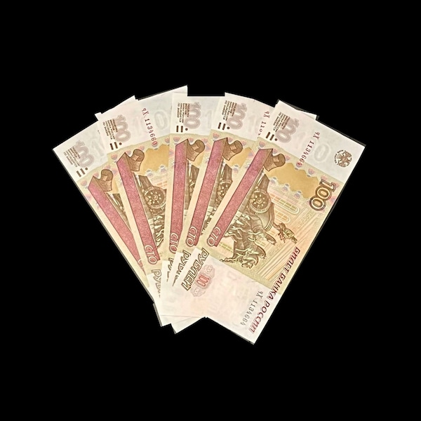 5 pcs X 100 Russian Rubles CIR Banknotes = 500 Rubley | Egan Store