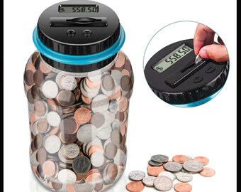 Digital “Piggy Bank” Money Saving Jar - Adds, Subtracts as US Coins are Added/Removed | Great Gift for Boys, Girls & All Kids, Adults (New)