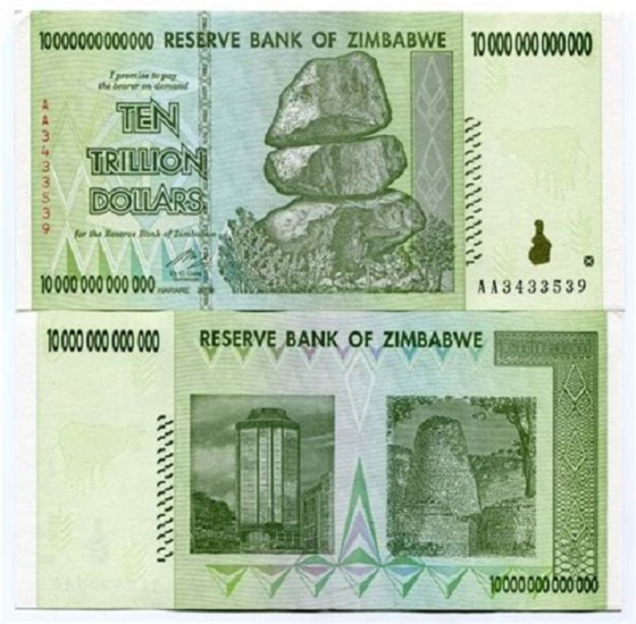 Ten Trillion Zimbabwe Dollars One 10 Trillion Zim Banknote Etsy