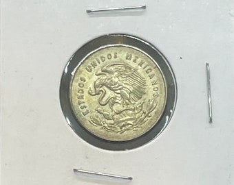 Vintage Mexico 25 Centavos CIR 1950 Silver Coin