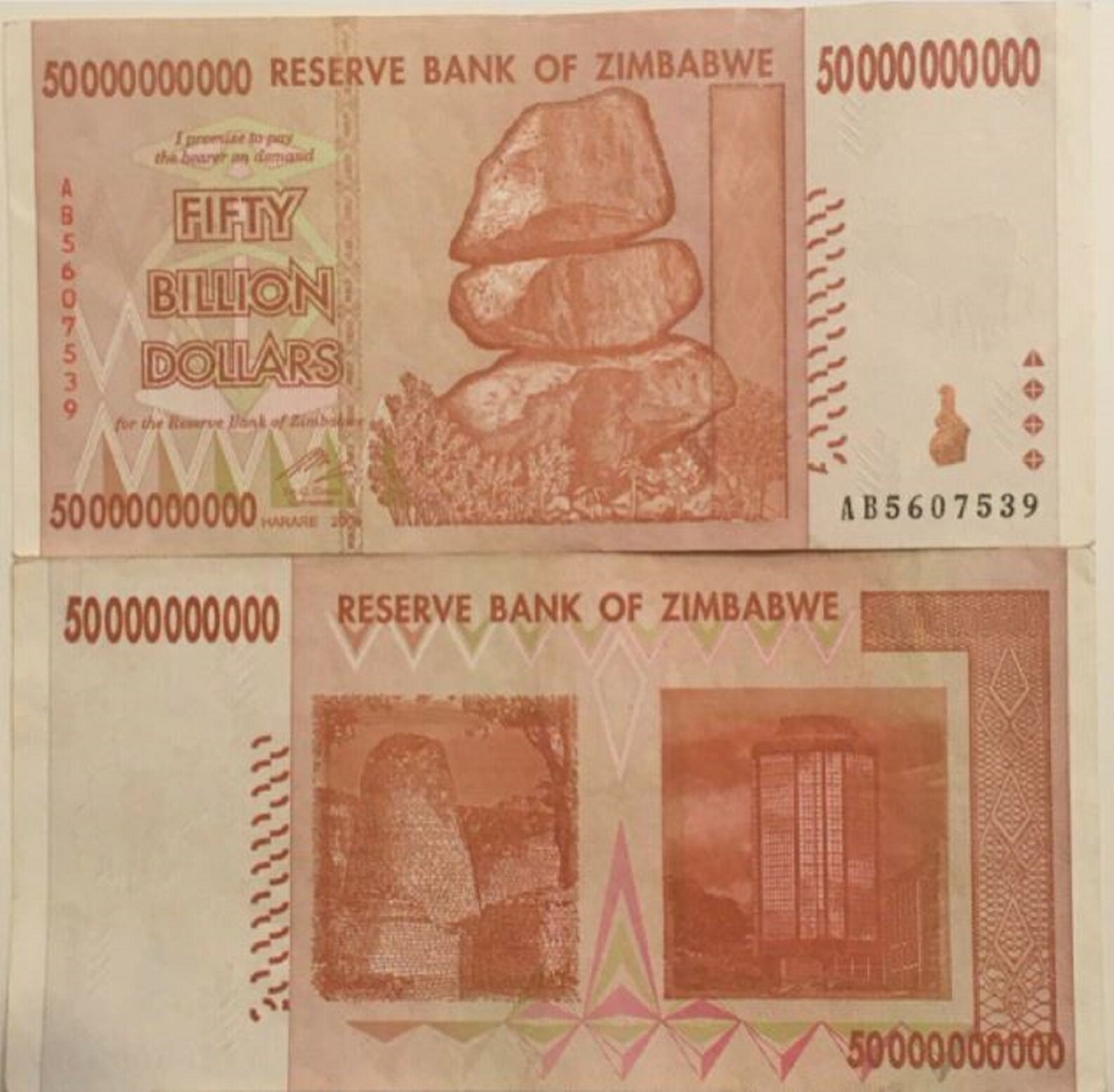 5 Zimbabwe Banknotes 1 5 10 20 & 50 Billion Dollar Bills Etsy