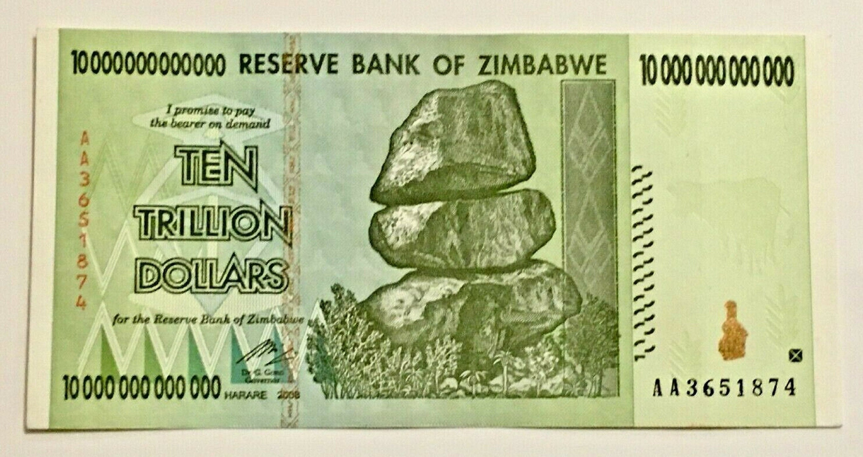 Ten Trillion Zimbabwe Dollars One 10 Trillion Zim Banknote Etsy