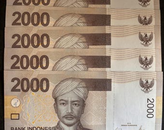 Billetes de 2.000 rupias de Indonesia (sin circular, 2016), P-155 - 5 unidades