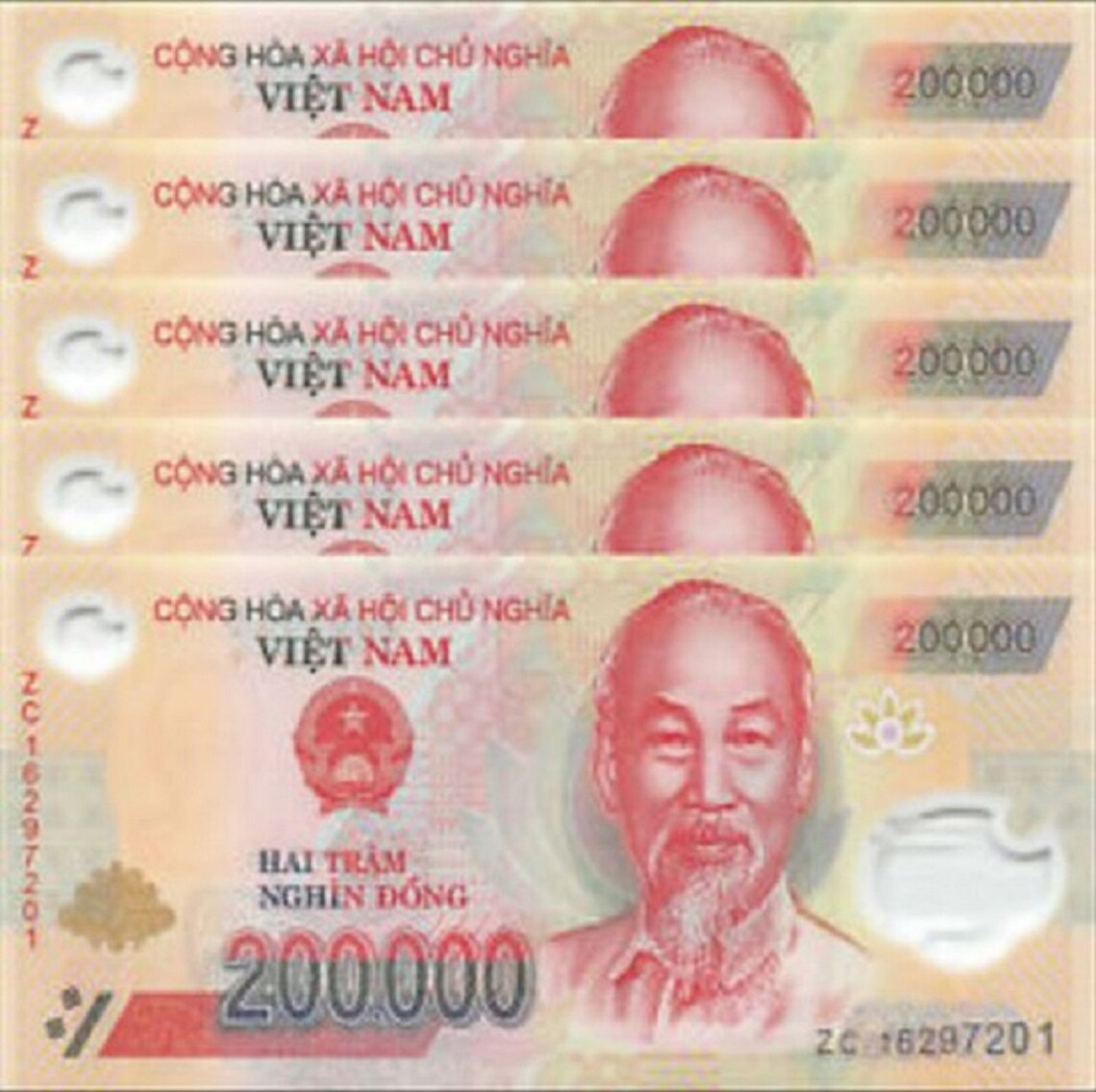 One Million Vietnamese Dong 5 X 200000 VND UNC Vietnam Etsy vietnamese-currency-story-behind-vietnamese-printed-banknotes