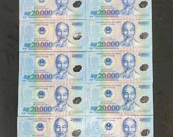 Vietnamese Dong: 10 Uncirculated 20,000 VND Polymer Banknotes