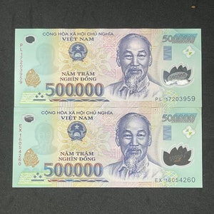 500000 Vietnam Dong = 1 UNC Vietnamese Polymer Currency Banknote 100 Authentic