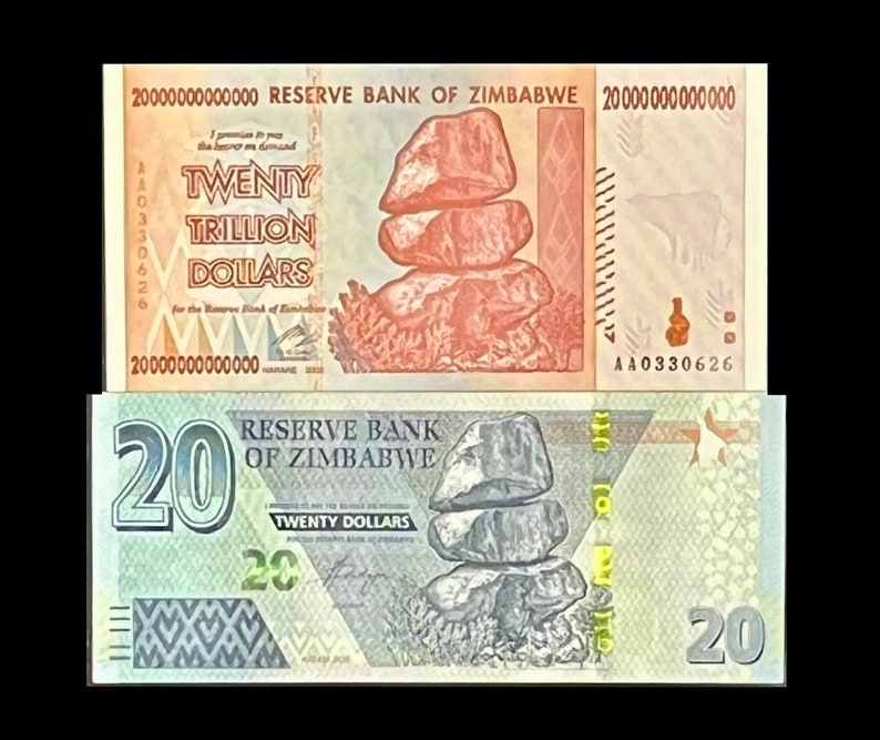 20 Trillion UNC Zimbabwe Banknote 20 Dollar Current Zim Bond Etsy