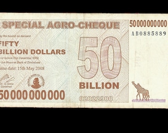 Billete especial de 50 mil millones de dólares de Zimbabue, 2008, P-63 (MB-AU) / Egan Store