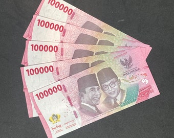 5 pcs x Indonesia 100,000 Rupiah UNC 2022 Banknote, P-168 = 500k IDR (Half-Million Rupiah)