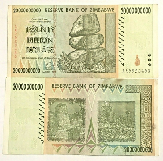100 x Zimbabwe 20 Billion Dollar banknotes-full currency bundle 